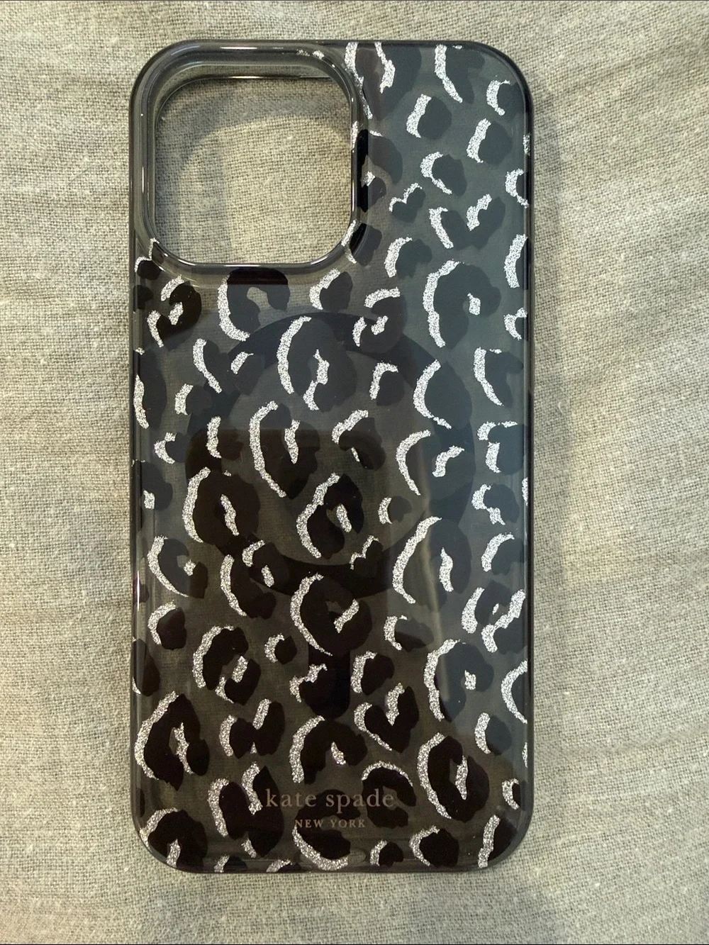 kate spade Black and Silver Leopard Print Phone Case iPhone 16 Pro Max